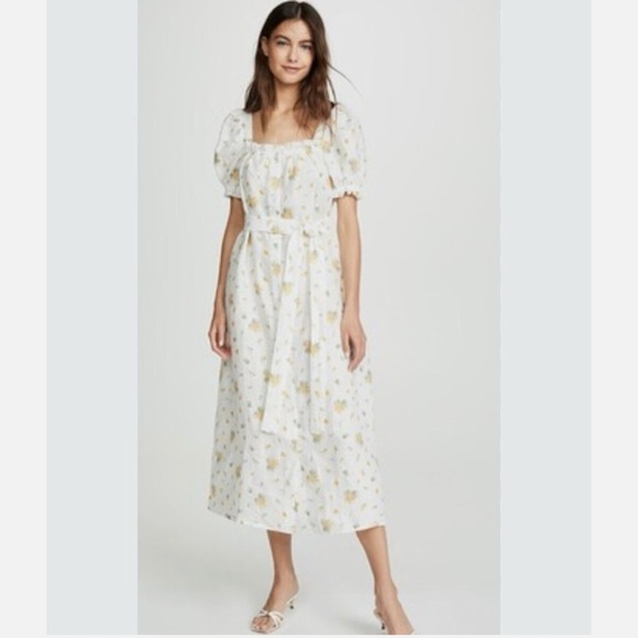 Sleeper Brigitte Linen Maxi Dress In Mimosa Size Medium NEW - Picture 1 of 9
